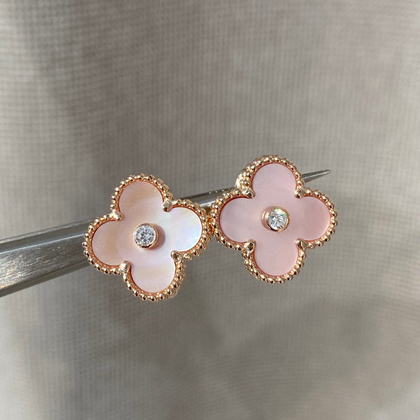 ORECCHINI CLOVER MOP IN ORO ROSA CON DIAMANTI 