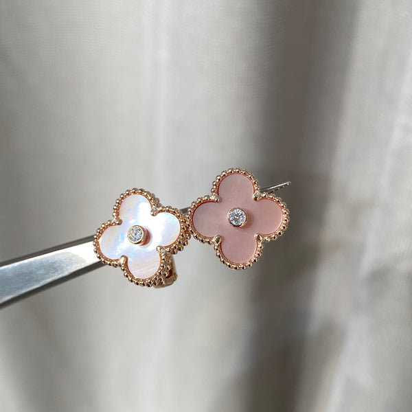 ORECCHINI CLOVER MOP IN ORO ROSA CON DIAMANTI 
