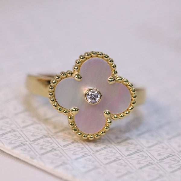 ANELLO CLOVER ROSA MOP ORO DIAMANTE 