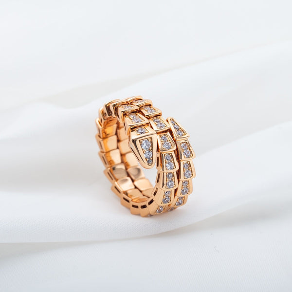 ANELLO SERPENTI ORO ROSA DOPPIA FILA DI DIAMANTI