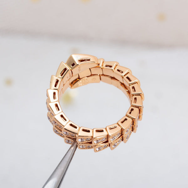ANELLO SERPENTI ORO ROSA DOPPIA FILA DI DIAMANTI