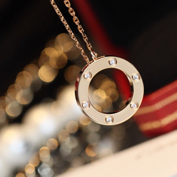 COLLANA LOVE 16MM 6 DIAMANTI ORO ROSA