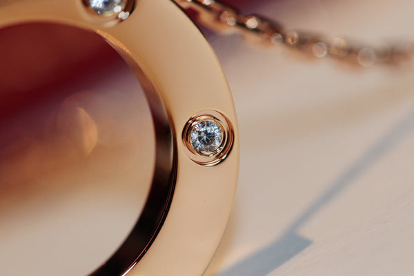 COLLANA LOVE 16MM 6 DIAMANTI ORO ROSA