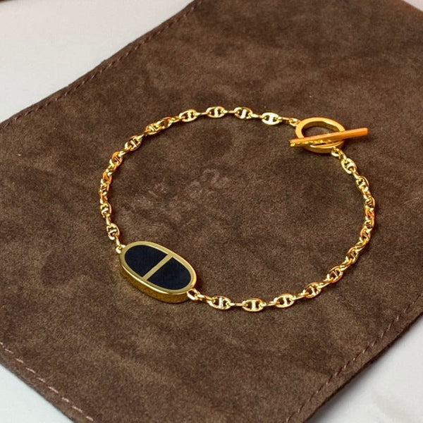 BRACCIALE IN CERAMICA NERA A CATENA