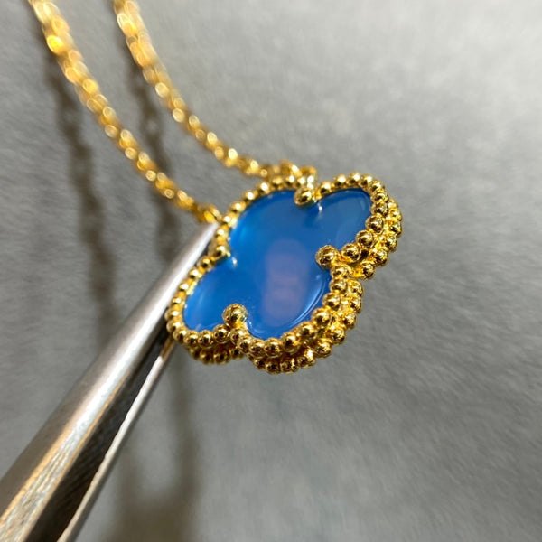 COLLANA TURCHESE CON PEDANTE A TRIFOGLIO