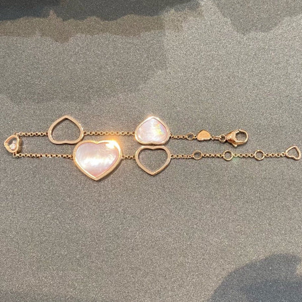 BRACCIALE HAPPY HEART ROSA MOP IN ORO ROSA