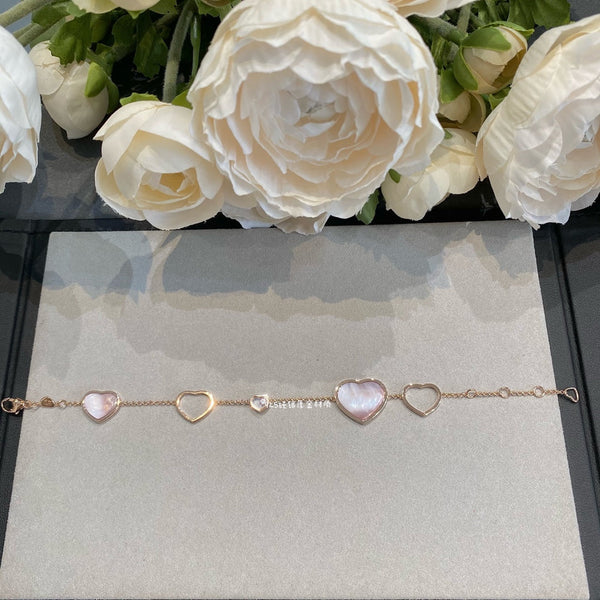 BRACCIALE HAPPY HEART ROSA MOP IN ORO ROSA