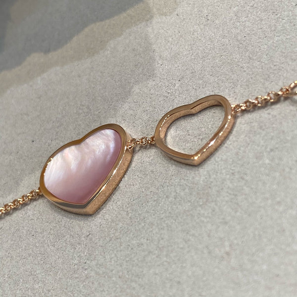 BRACCIALE HAPPY HEART ROSA MOP IN ORO ROSA