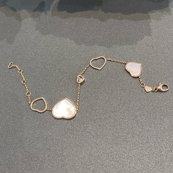 BRACCIALE HAPPY HEART ROSA MOP IN ORO ROSA