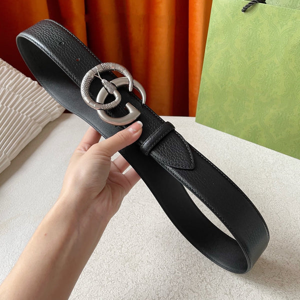 GG BELT DOUBLE G SERPENTI BUCKLE BLACK LEATHER