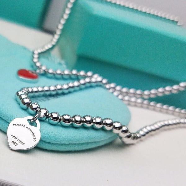 COLLANA CON CATENA A PALLINE IN ARGENTO CON PEDANTE A CUORE
