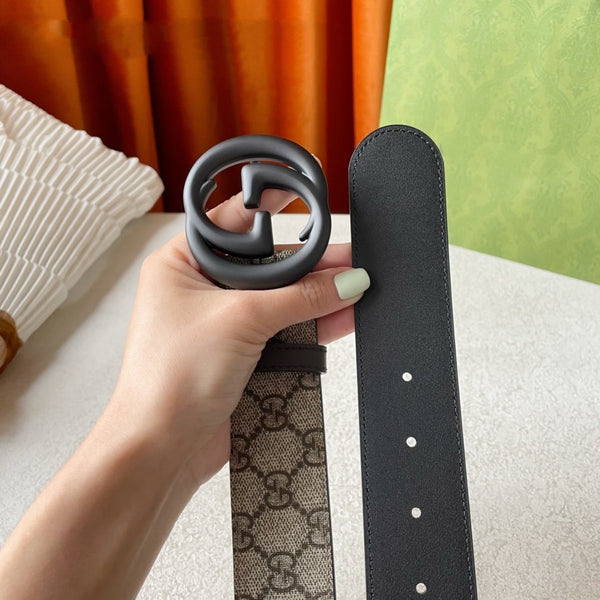 DOUBLE G BLACK BUCKLE 40MM BEIGE CANVAS