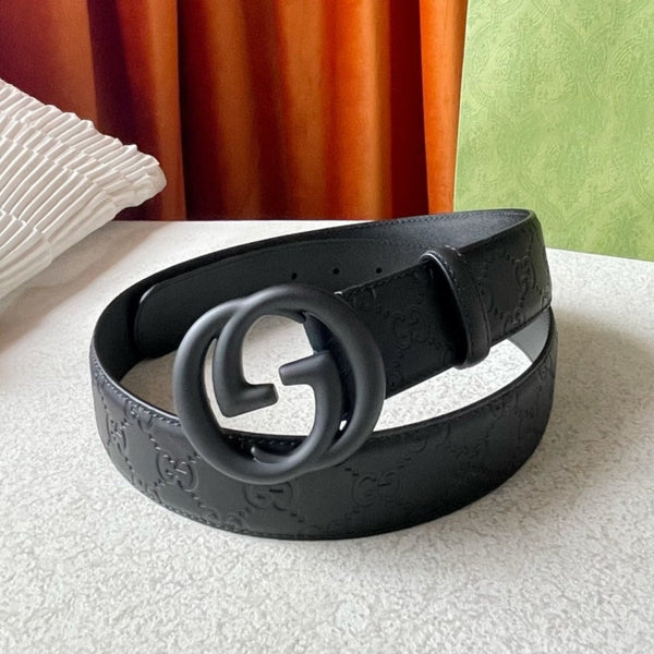 DOUBLE G BLACK BUCKLE 40MM BLACK EMPREINTE LEATHER