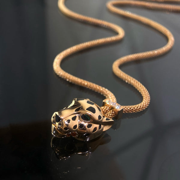 COLLANA IN ONICE ORO ROSA PANTHERE
