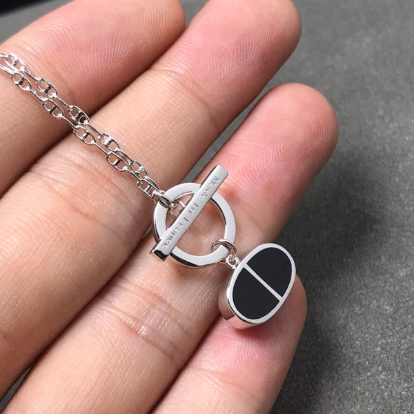 COLLANA CHAINE VERSO IN CERAMICA NERA IN ARGENTO