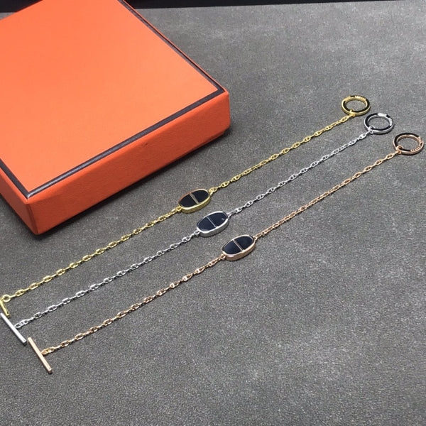 BRACCIALE CHAINE VERSO IN CERAMICA NERA E ARGENTO