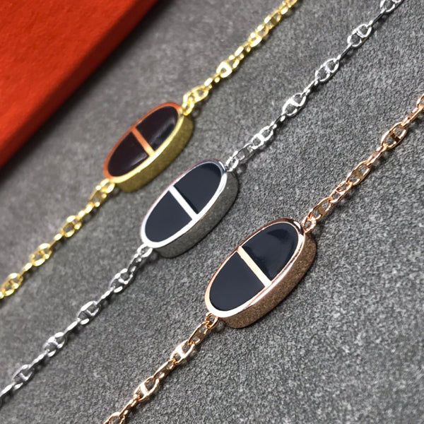 BRACCIALE CHAINE VERSO IN CERAMICA NERA E ARGENTO
