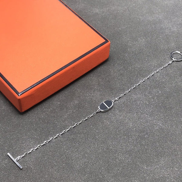 BRACCIALE CHAINE VERSO IN CERAMICA NERA E ARGENTO