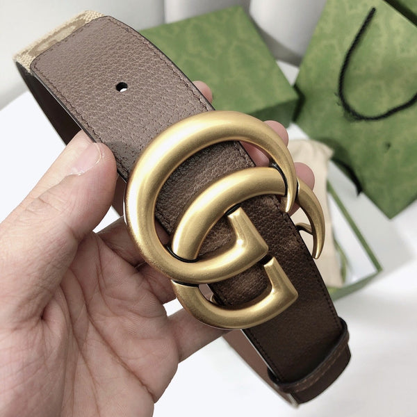 GG BELT 40MM GOLD BUCKLE BEIGE CANVAS