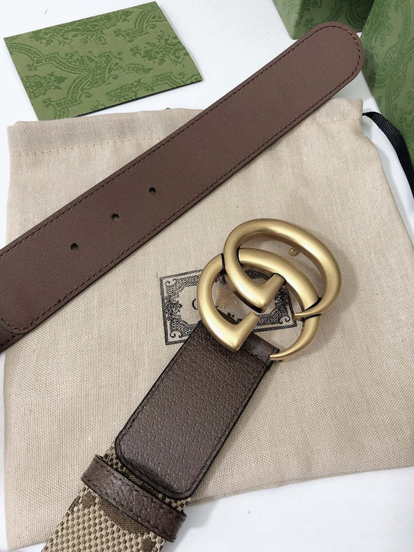 GG BELT 40MM GOLD BUCKLE BEIGE CANVAS