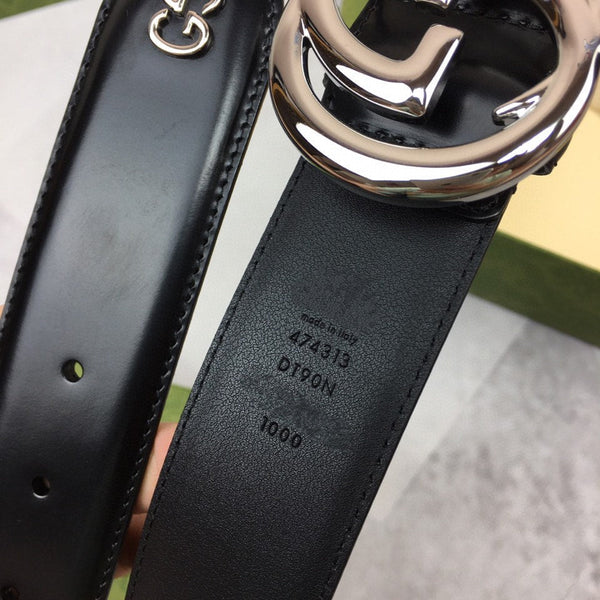 GC BELT SILVER BUCKLE BACK LEATHER 4.0CM