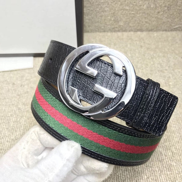 GG BELT DOUBLE G BUCKLE CANVAS FABRIC WIRE 3.8CM