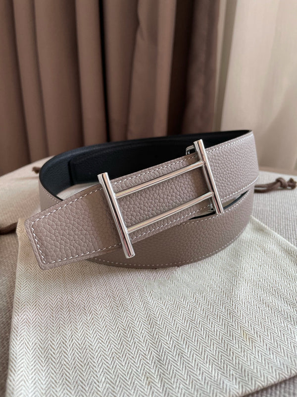 H FACE SILVER FIUME PELLE VERSATILE DUE LATI GRIGIO NERO 3,8 CM