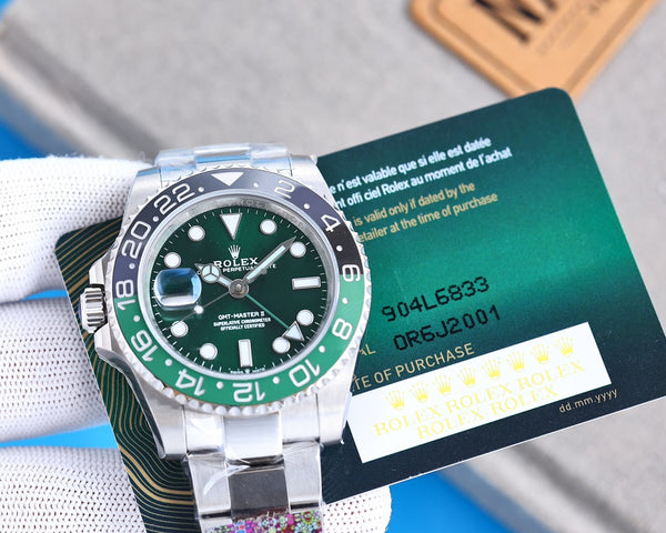 GMT-MASTER II CUSTOM GREEN BLACK BEZEL GREEN DIAL OYSTER BRACELET