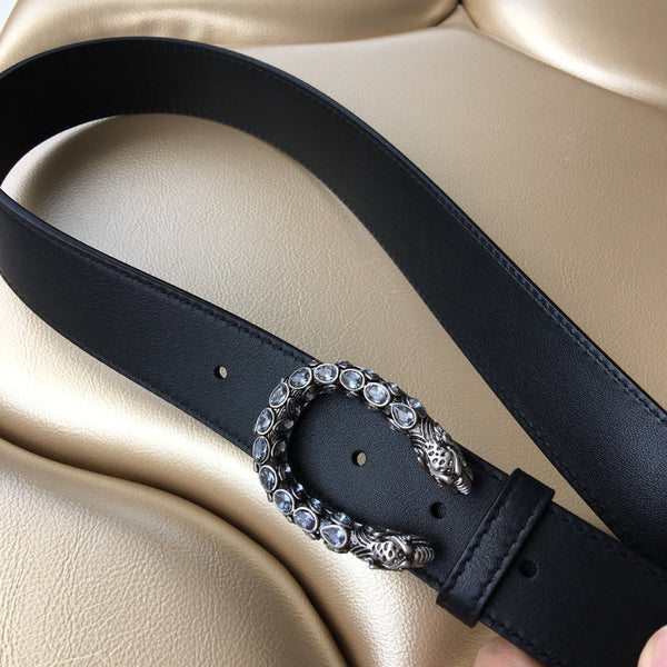 GC BELT 30MM DOUBLE BUCKLE BLACK SNAKE HEAD LEATHER