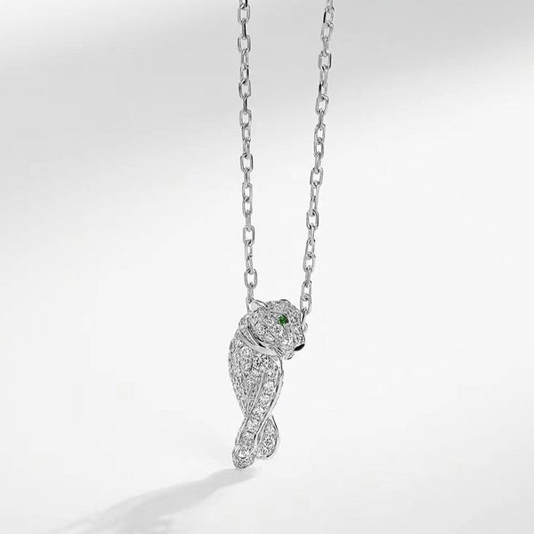 COLLANA IN ARGENTO E DIAMANTI CON PEDANTE PANTERA