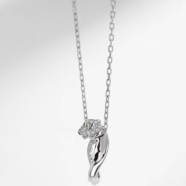 COLLANA IN ARGENTO E DIAMANTI CON PEDANTE PANTERA