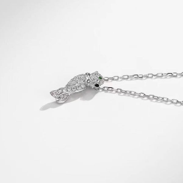 COLLANA IN ARGENTO E DIAMANTI CON PEDANTE PANTERA