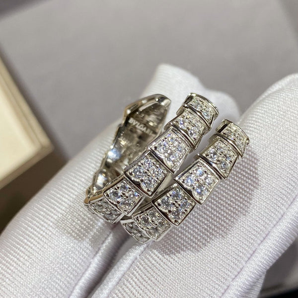 ANELLO DOPPIO SERPENTI ARGENTO CON PAVE' DIAMANTI