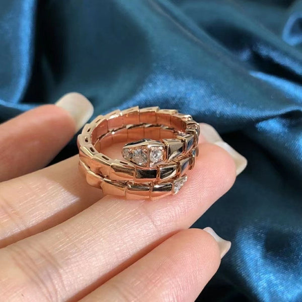 ANELLO SERPENTI CON DOPPIA FILE DI DIAMANTI