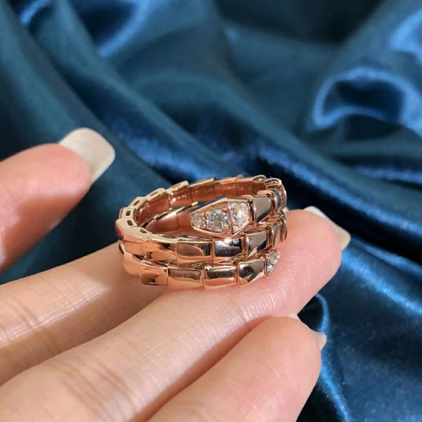 ANELLO SERPENTI CON DOPPIA FILE DI DIAMANTI