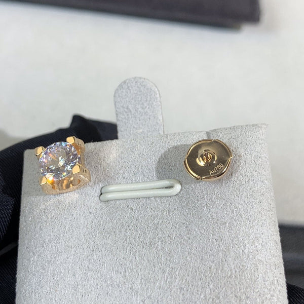 6MM DIAMOND PINK GOLD STUD EARRINGS