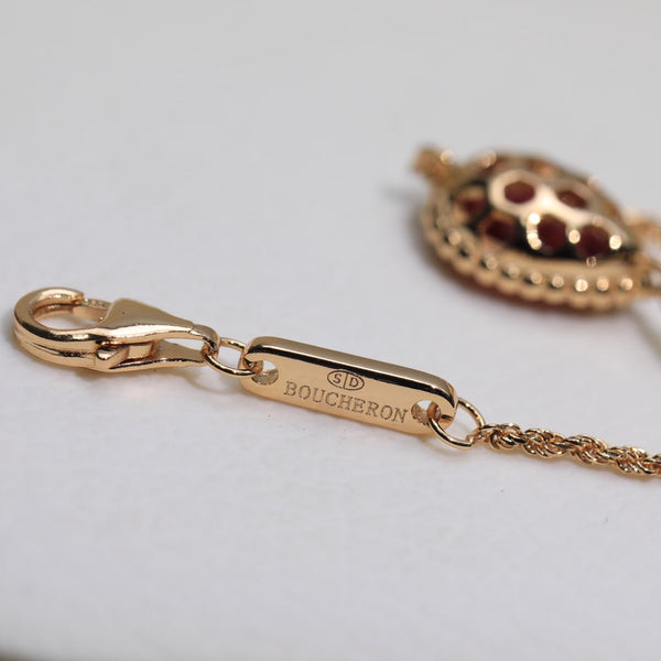 COLLANA BOHEME IN ORO ROSA CON DIAMANTI E CORNIOLA