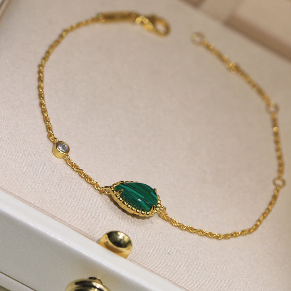 BRACCIALE A CATENA IN ORO MALACHITE BOHEME