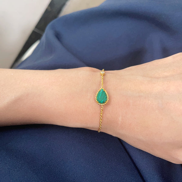 BRACCIALE A CATENA IN ORO MALACHITE BOHEME
