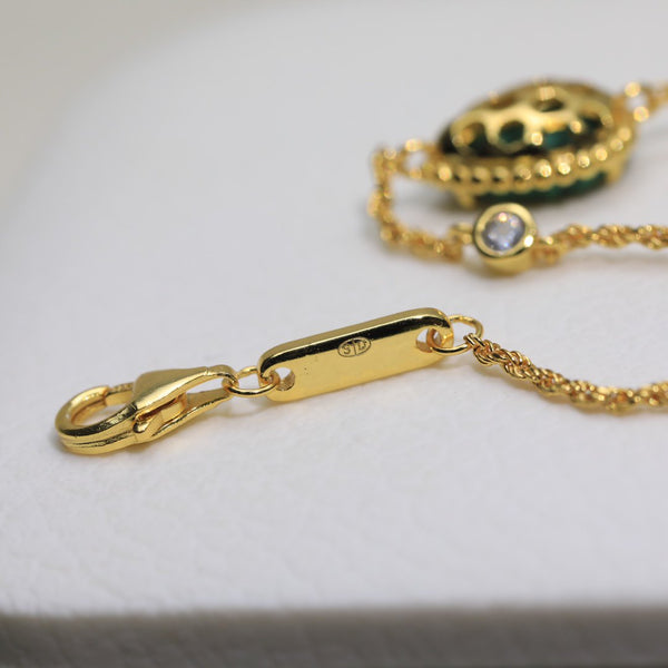 BRACCIALE A CATENA IN ORO MALACHITE BOHEME