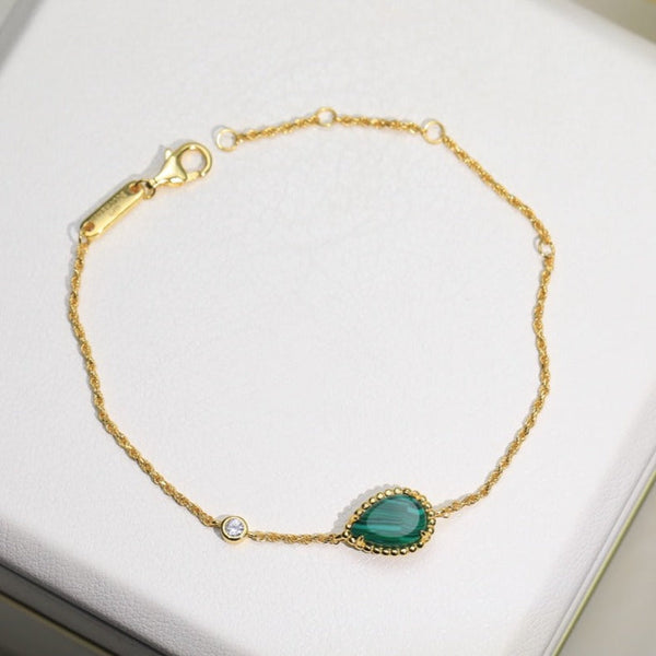 BRACCIALE A CATENA IN ORO MALACHITE BOHEME