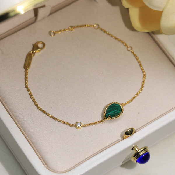 BRACCIALE A CATENA IN ORO MALACHITE BOHEME
