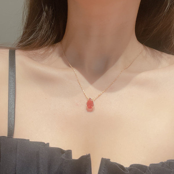 COLLANA BOHEME IN ORO ROSA CON CORNIOLA