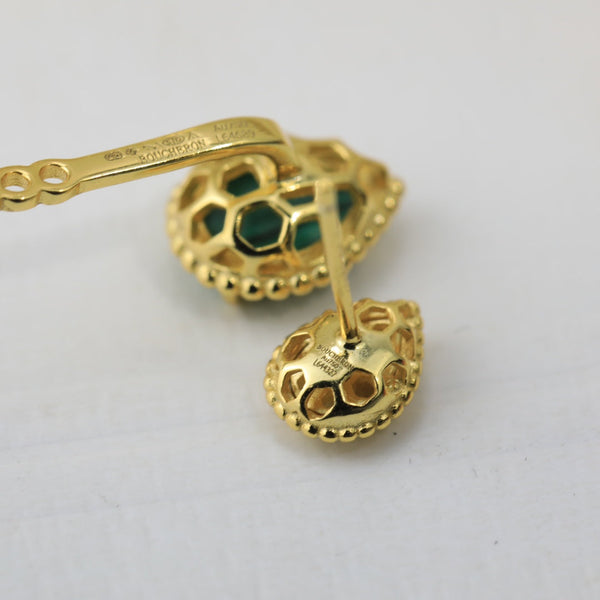 ORECCHINI IN ORO A FORMA DI C CON MALACHITE BOHEME