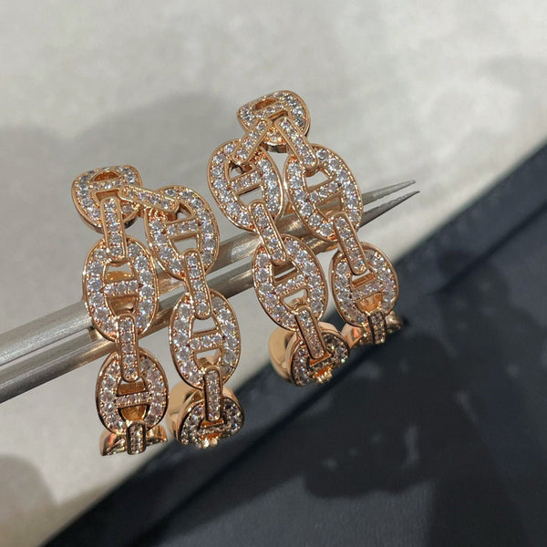 ORECCHINI CHAINE ANCRE IN ORO ROSA CON DIAMANTI