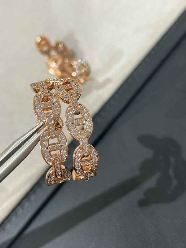 ORECCHINI CHAINE ANCRE IN ORO ROSA CON DIAMANTI