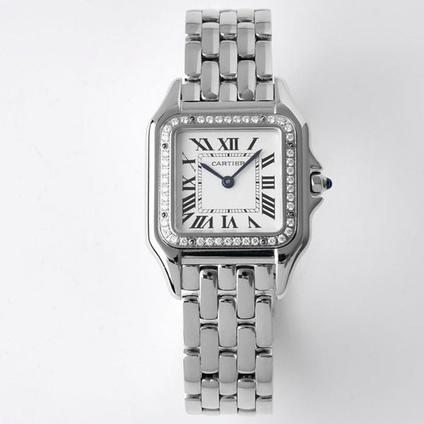 PANTHERE SILVER CASE DIAMOND BEZEL WHITE DIAL