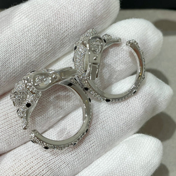 ORECCHINI IN ARGENTO CON DIAMANTI, ONICE VERDE E SMERALDO PANTHERE