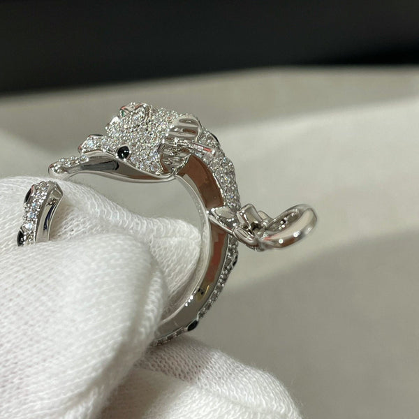 ORECCHINI IN ARGENTO CON DIAMANTI, ONICE VERDE E SMERALDO PANTHERE