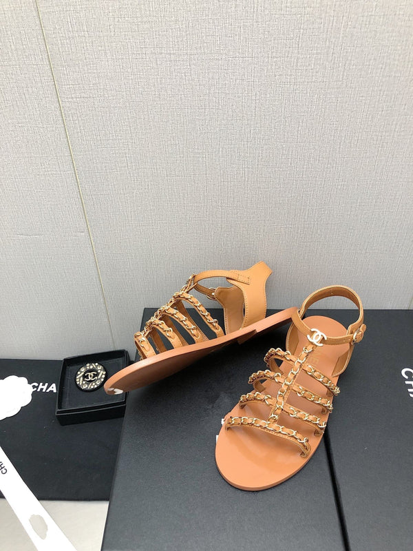 sandali in pelle di agnello marrone